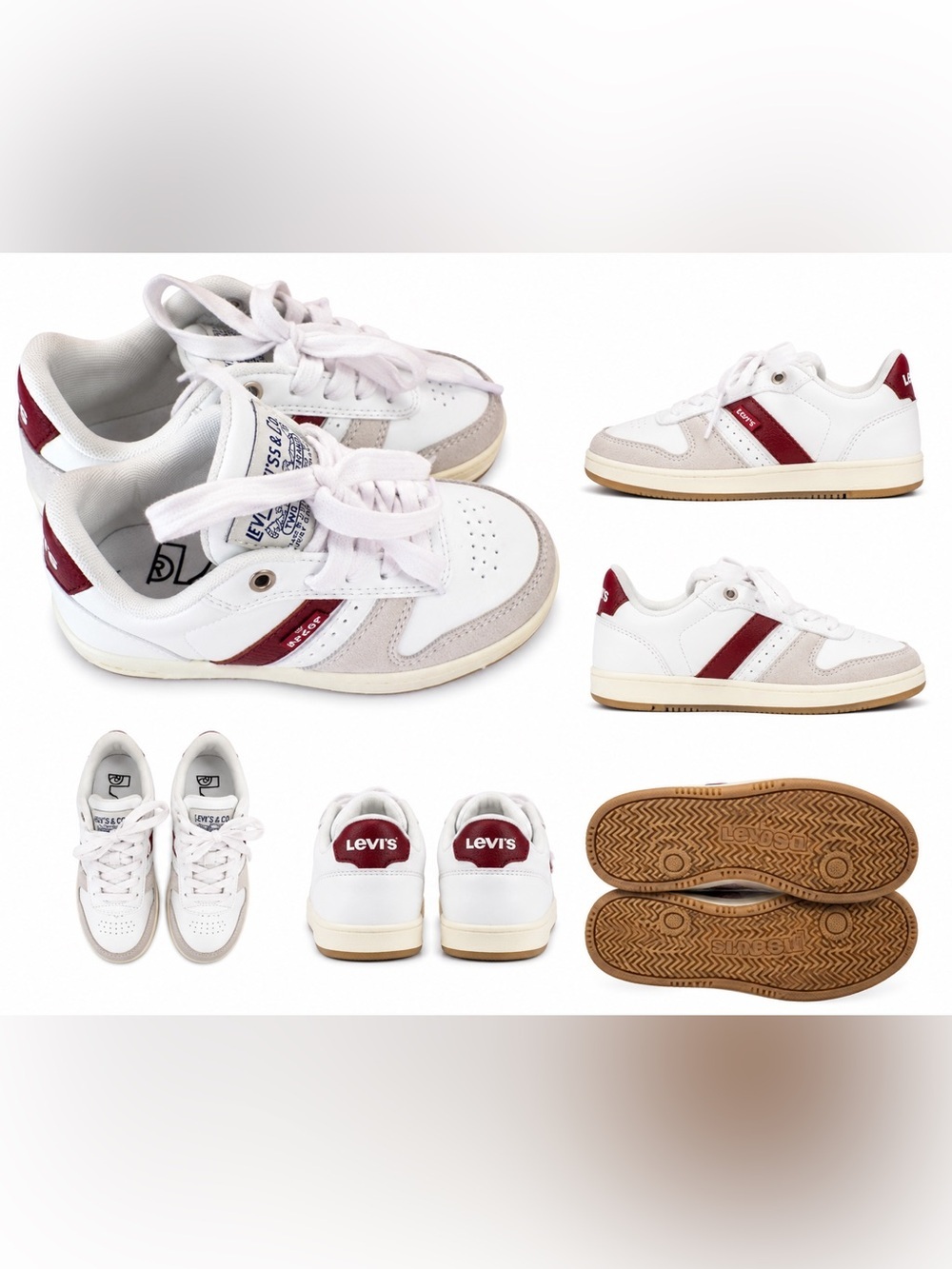 Levi’s Kids White & Burgundy Low Top Sneakers Size 11M